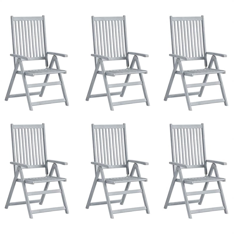 vidaXL Patio Reclining Chairs 6 pcs with Cushions Solid Acacia Wood