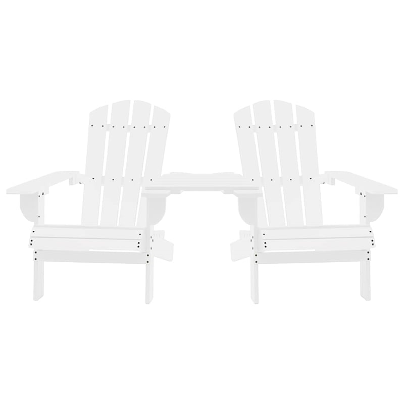vidaXL Patio Adirondack Chairs with Tea Table Solid Wood Fir White