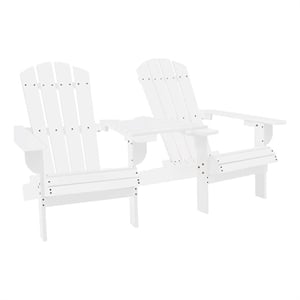 vidaXL Patio Adirondack Chairs with Tea Table Solid Wood Fir White