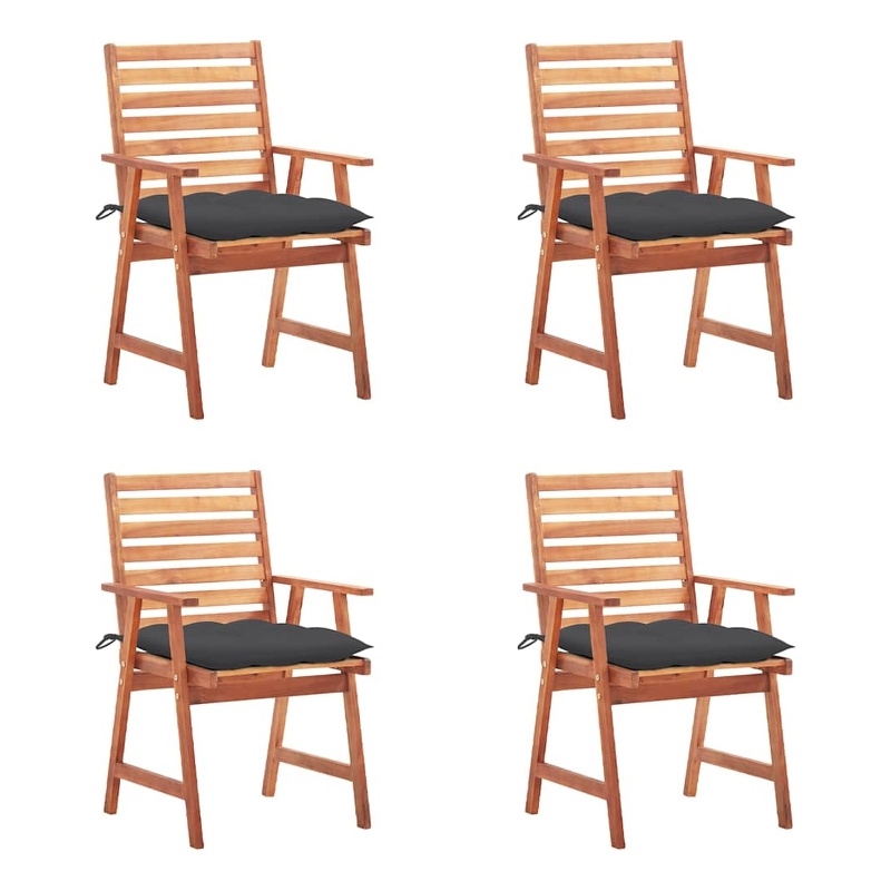 vidaXL Patio Dining Chairs 4 pcs with Cushions Solid Acacia Wood