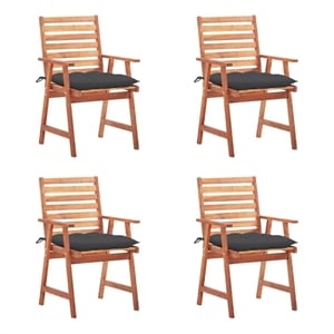 vidaXL Patio Dining Chairs 4 pcs with Cushions Solid Acacia Wood