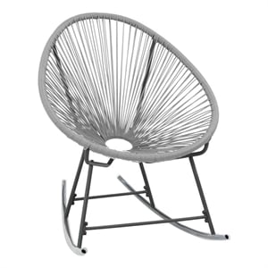 vidaXL Outdoor Rocking Moon Chair Gray Poly Rattan