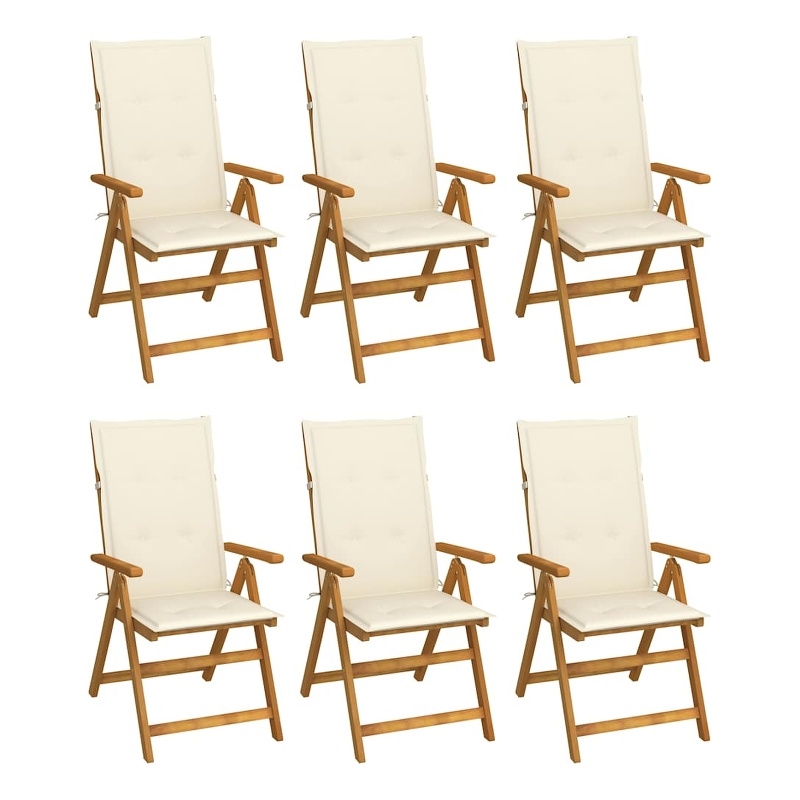 vidaXL Folding Patio Chairs 6 pcs with Cushions Solid Acacia Wood