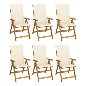 vidaXL Folding Patio Chairs 6 pcs with Cushions Solid Acacia Wood