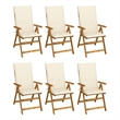 vidaXL Folding Patio Chairs 6 pcs with Cushions Solid Acacia Wood