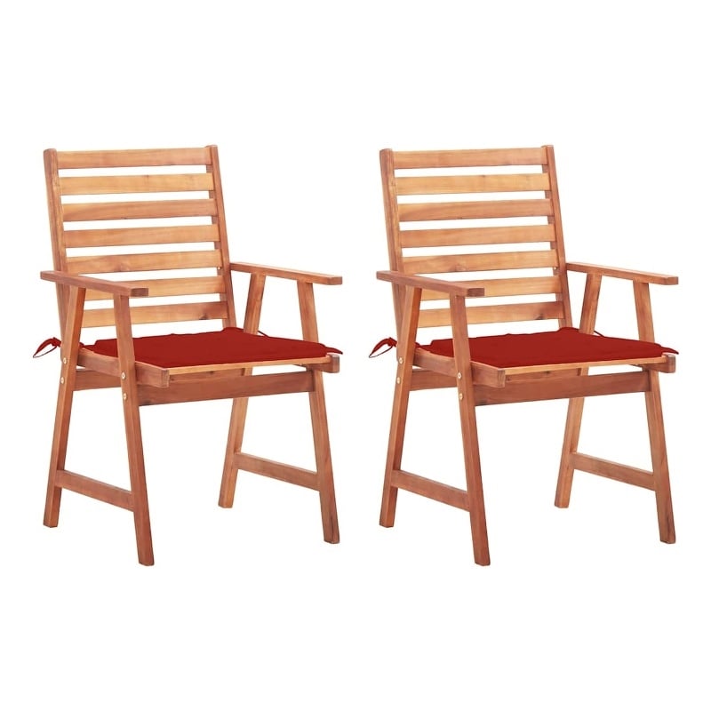 vidaXL Patio Dining Chairs 2 pcs with Cushions Solid Acacia Wood