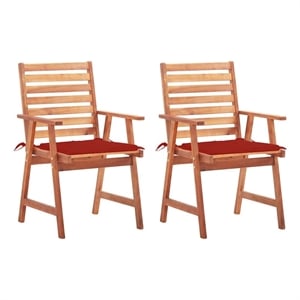 vidaXL Patio Dining Chairs 2 pcs with Cushions Solid Acacia Wood