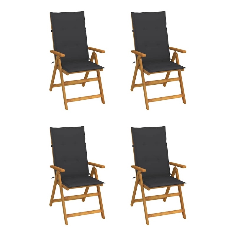 vidaXL Patio Reclining Chairs 4 pcs with Cushions Solid Acacia Wood