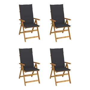 vidaXL Patio Reclining Chairs 4 pcs with Cushions Solid Acacia Wood