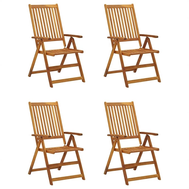 vidaXL Patio Reclining Chairs 4 pcs with Cushions Solid Acacia Wood