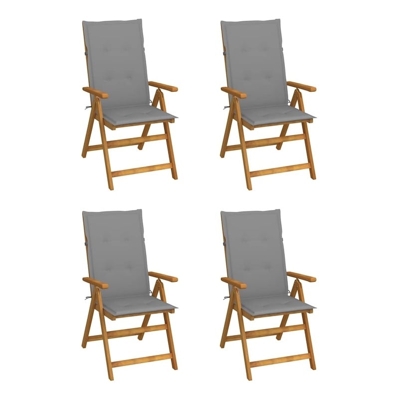 vidaXL Patio Reclining Chairs 4 pcs with Cushions Solid Acacia Wood