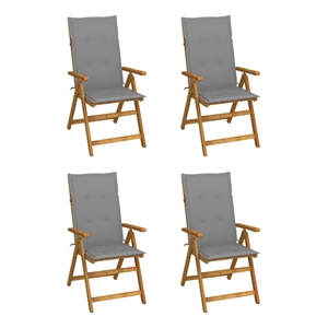 vidaXL Patio Reclining Chairs 4 pcs with Cushions Solid Acacia Wood