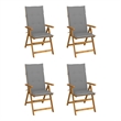 vidaXL Patio Reclining Chairs 4 pcs with Cushions Solid Acacia Wood