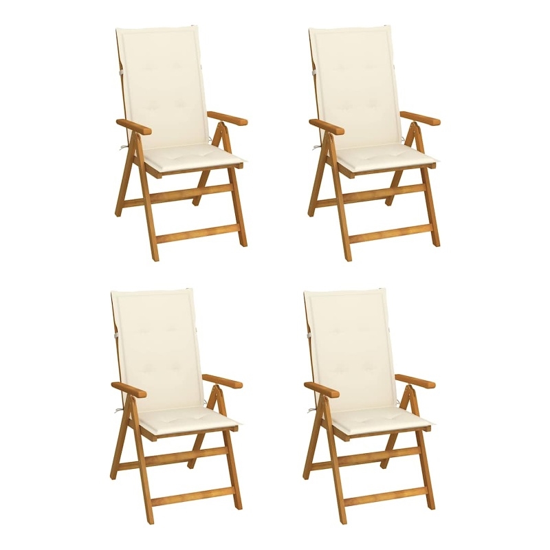 vidaXL Patio Reclining Chairs 4 pcs with Cushions Solid Acacia Wood