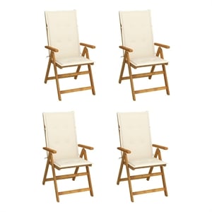 vidaXL Patio Reclining Chairs 4 pcs with Cushions Solid Acacia Wood