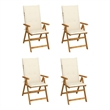 vidaXL Patio Reclining Chairs 4 pcs with Cushions Solid Acacia Wood