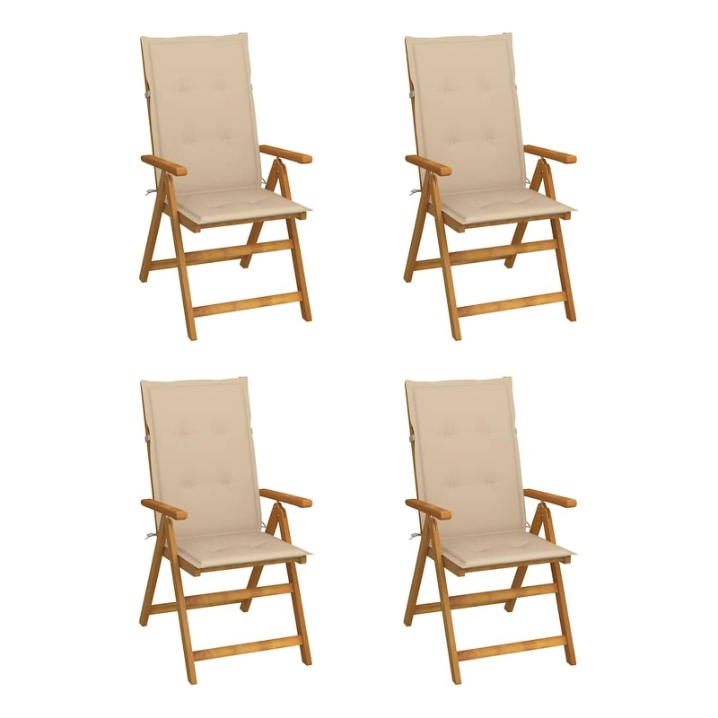 vidaXL Patio Reclining Chairs 4 pcs with Cushions Solid Acacia Wood