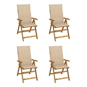 vidaXL Patio Reclining Chairs 4 pcs with Cushions Solid Acacia Wood