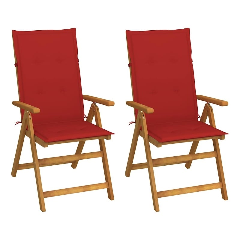 vidaXL Patio Reclining Chairs 2 pcs with Cushions Solid Acacia Wood
