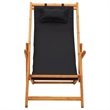 vidaXL Folding Beach Chair Solid Eucalyptus Wood and Fabric Black