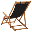 vidaXL Folding Beach Chair Solid Eucalyptus Wood and Fabric Black