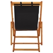 vidaXL Folding Beach Chair Solid Eucalyptus Wood and Fabric Black