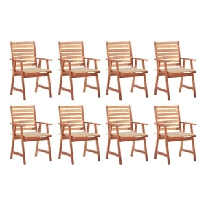 vidaxl patio dining chairs 8 pcs with cushions solid acacia wood