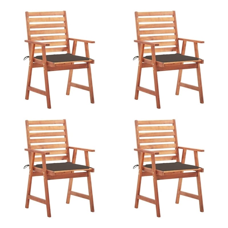 vidaXL Patio Dining Chairs 4 pcs with Cushions Solid Acacia Wood