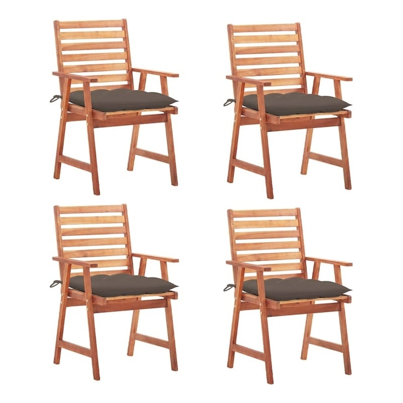 vidaXL Patio Dining Chairs 4 pcs with Cushions Solid Acacia Wood