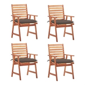 vidaXL Patio Dining Chairs 4 pcs with Cushions Solid Acacia Wood