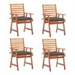 vidaXL Patio Dining Chairs 4 pcs with Cushions Solid Acacia Wood