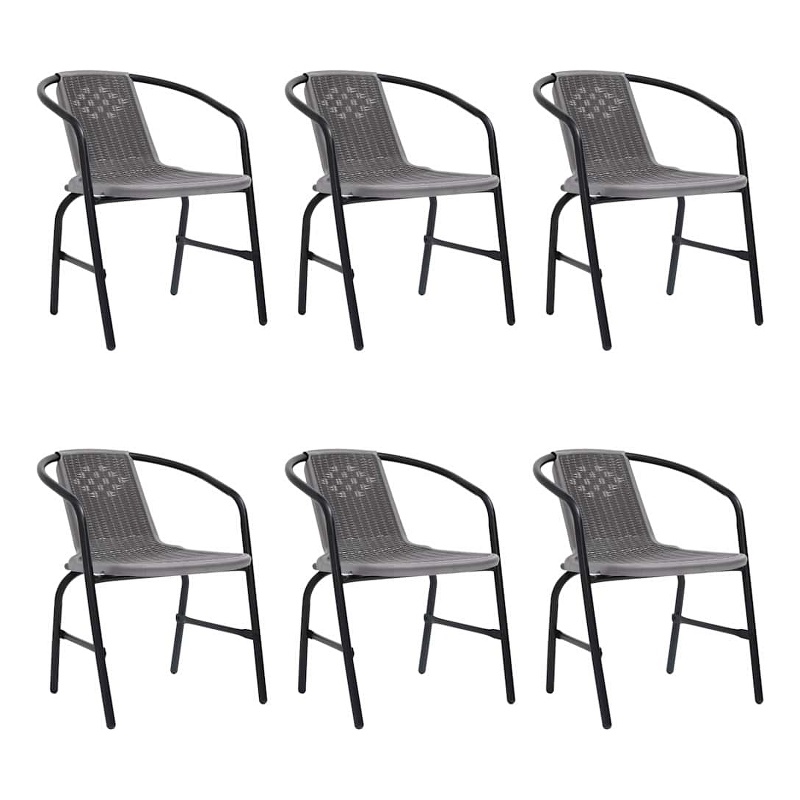 vidaXL Garden Chairs 6 pcs Plastic Rattan and Steel 242.5 lb