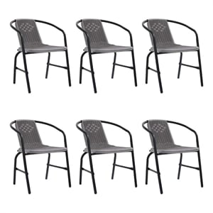vidaXL Garden Chairs 6 pcs Plastic Rattan and Steel 242.5 lb