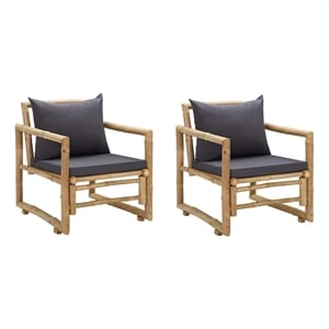 vidaXL Patio Chairs with Cushions 2 pcs Bamboo