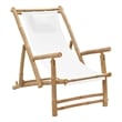 vidaXL Deck Chair Bamboo and Canvas Cream White