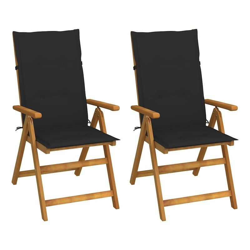 vidaXL Patio Reclining Chairs 2 pcs with Cushions Solid Acacia Wood