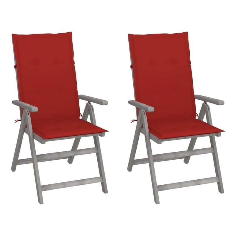 vidaXL Patio Reclining Chairs 2 pcs with Cushions Solid Acacia Wood