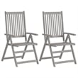 vidaXL Patio Reclining Chairs 2 pcs with Cushions Solid Acacia Wood