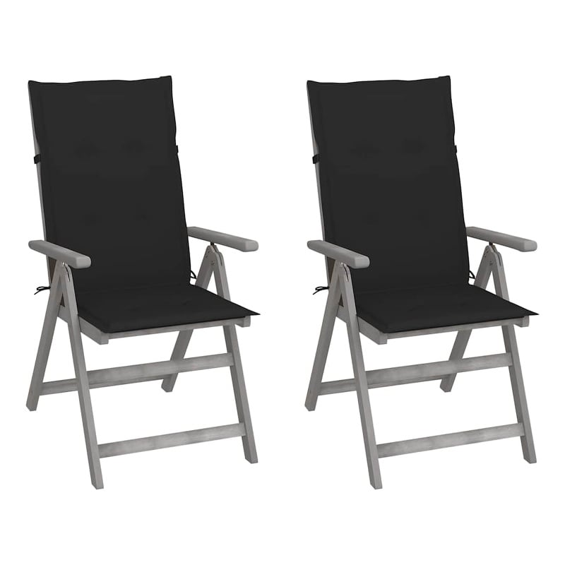 vidaXL Patio Reclining Chairs 2 pcs with Cushions Solid Acacia Wood