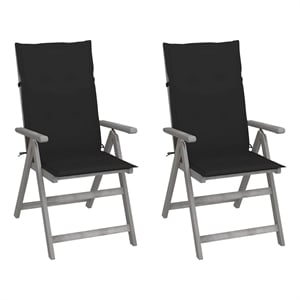 vidaXL Patio Reclining Chairs 2 pcs with Cushions Solid Acacia Wood