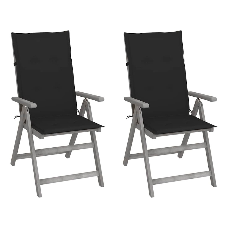 vidaXL Patio Reclining Chairs 2 pcs with Cushions Solid Acacia Wood
