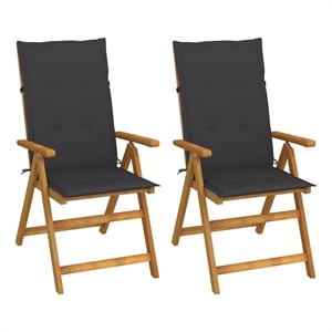 vidaXL Patio Reclining Chairs 2 pcs with Cushions Solid Acacia Wood