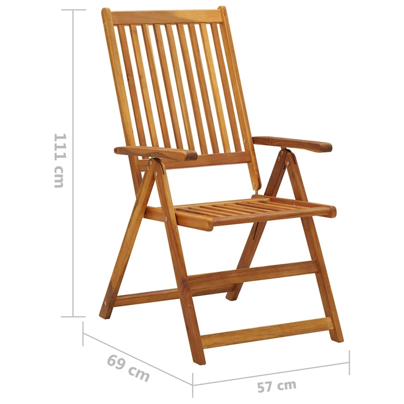 vidaXL Patio Reclining Chairs 2 pcs with Cushions Solid Acacia Wood