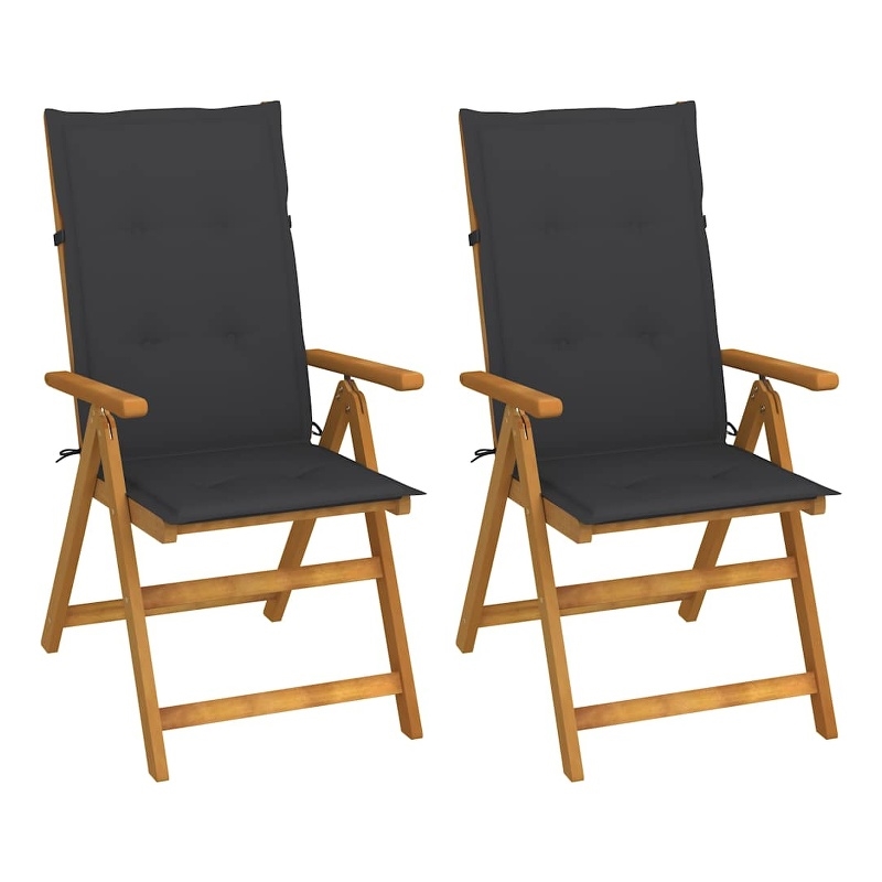 vidaXL Patio Reclining Chairs 2 pcs with Cushions Solid Acacia Wood