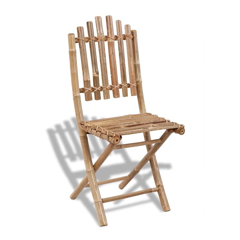 vidaXL Folding Patio Chairs 2 pcs Bamboo