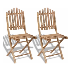 vidaXL Folding Patio Chairs 2 pcs Bamboo