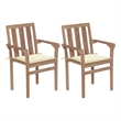 vidaXL Patio Chairs 2 pcs with Cream Cushions Solid Teak Wood