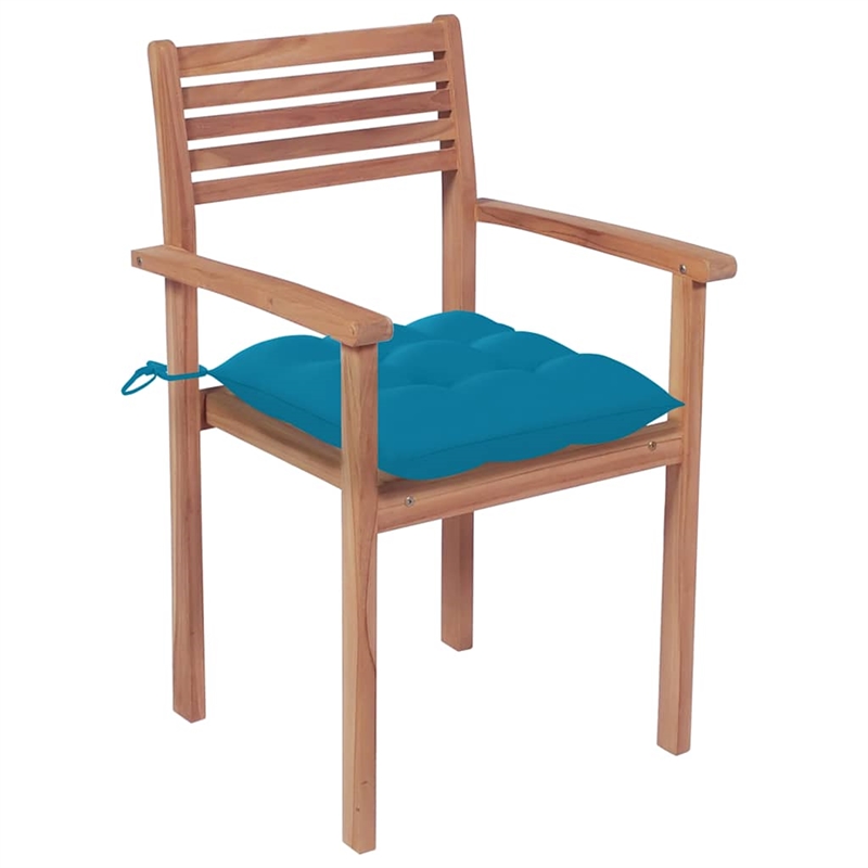 vidaXL Patio Chairs 2 pcs with Light Blue Cushions Solid Teak Wood