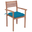 vidaXL Patio Chairs 2 pcs with Light Blue Cushions Solid Teak Wood