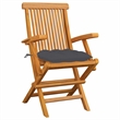 vidaXL Patio Chairs with Anthracite Cushions 3 pcs Solid Teak Wood